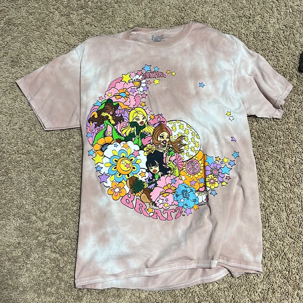 brown tie dye bratz graphic tee